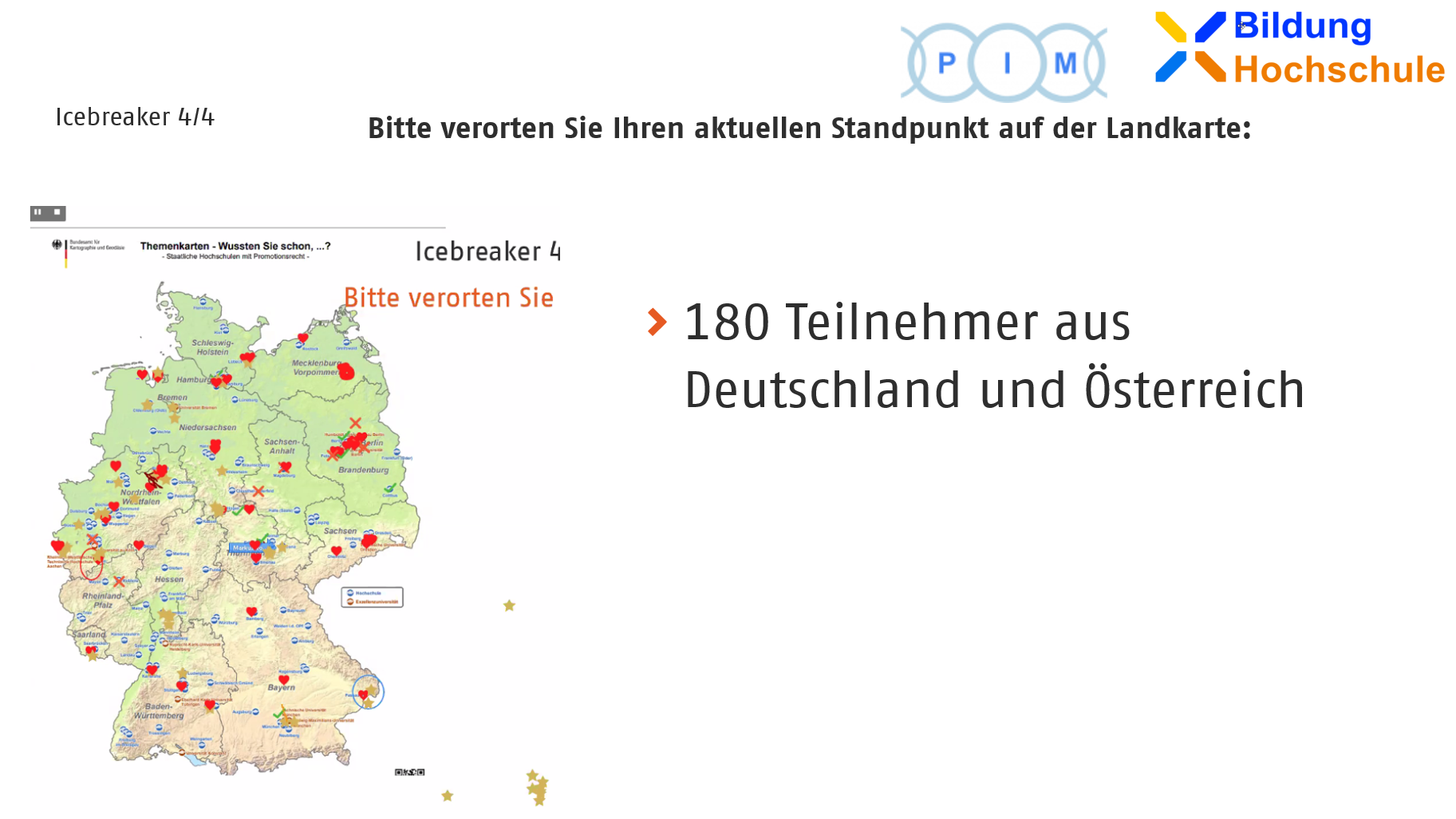 Landkarte des BKG zur Verortung der Teilnehmer